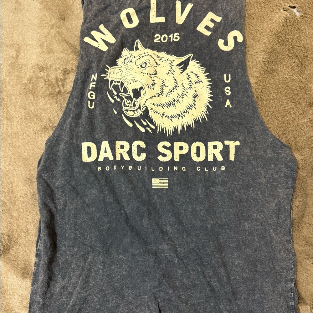 Darc Sport Wolves Graphic Tank in Black and Cream